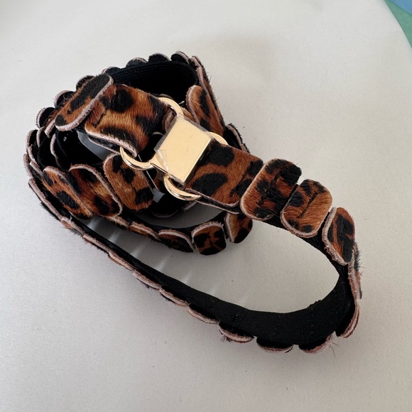 NWT Anthropologie Pony Hair Leopard Print Articulated Stretchy Belt XL - Picture 2 of 9